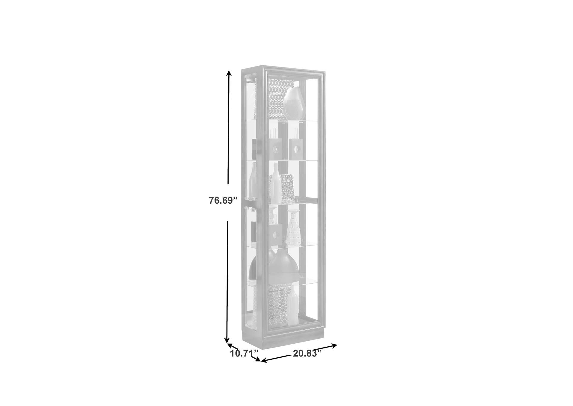 Tall Traditional 5 Shelf Curio Cabinet in Cherry Brown image 7