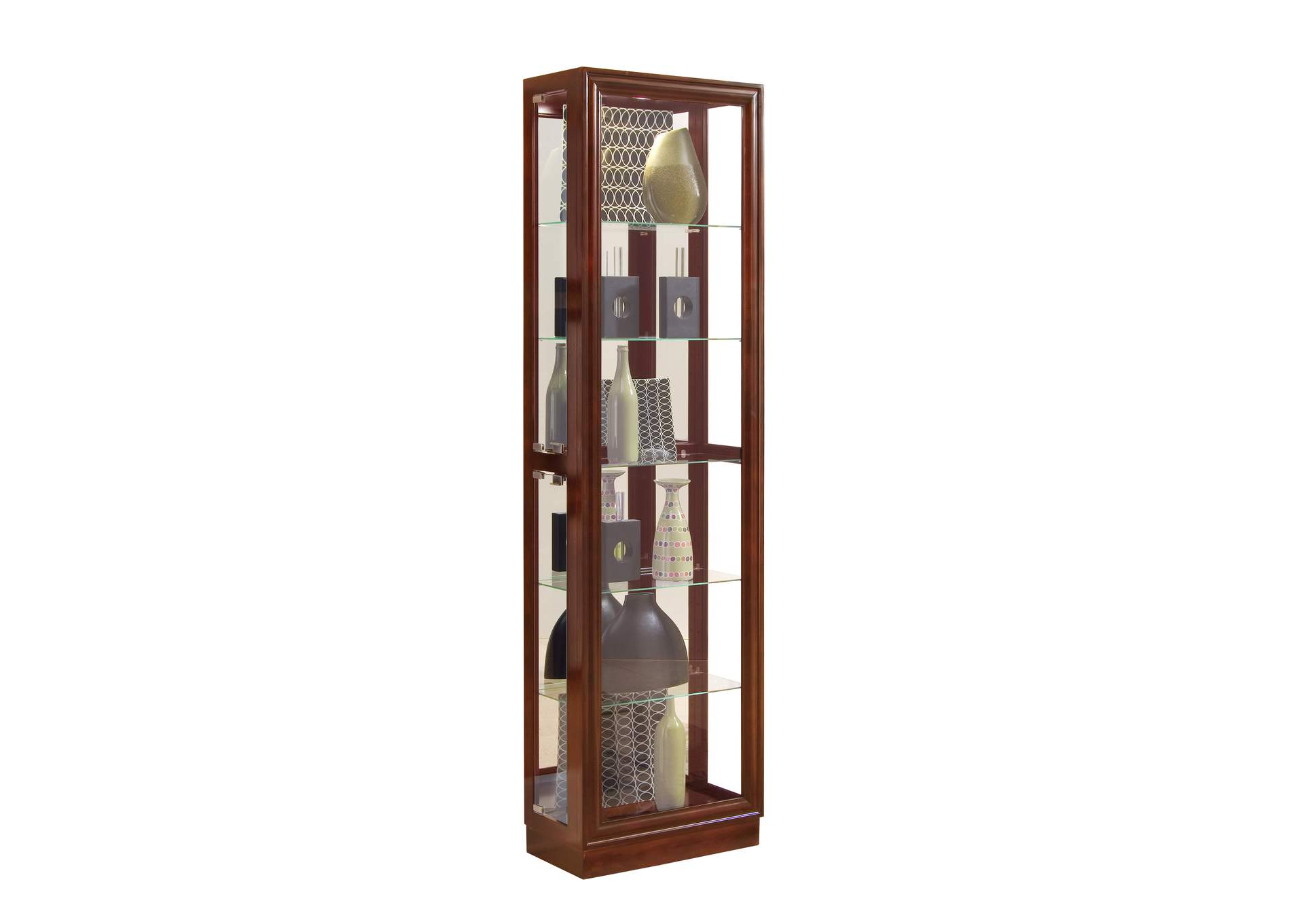 Tall Traditional 5 Shelf Curio Cabinet in Cherry Brown image 1