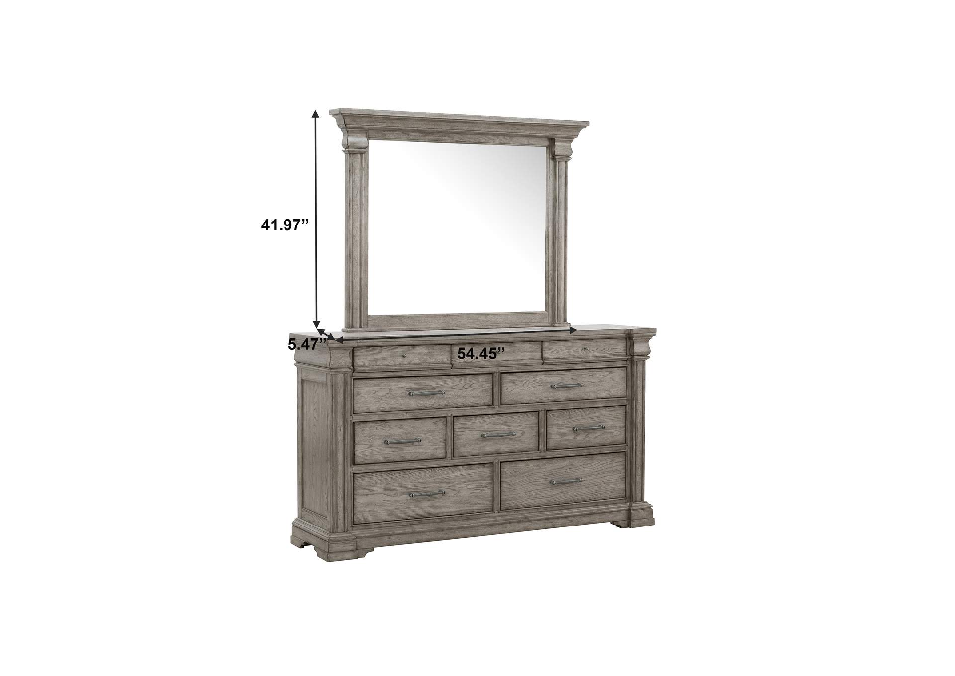 Madison Ridge 10 Drawer Dresser and Framed Mirror in Heritage Taupe image 9