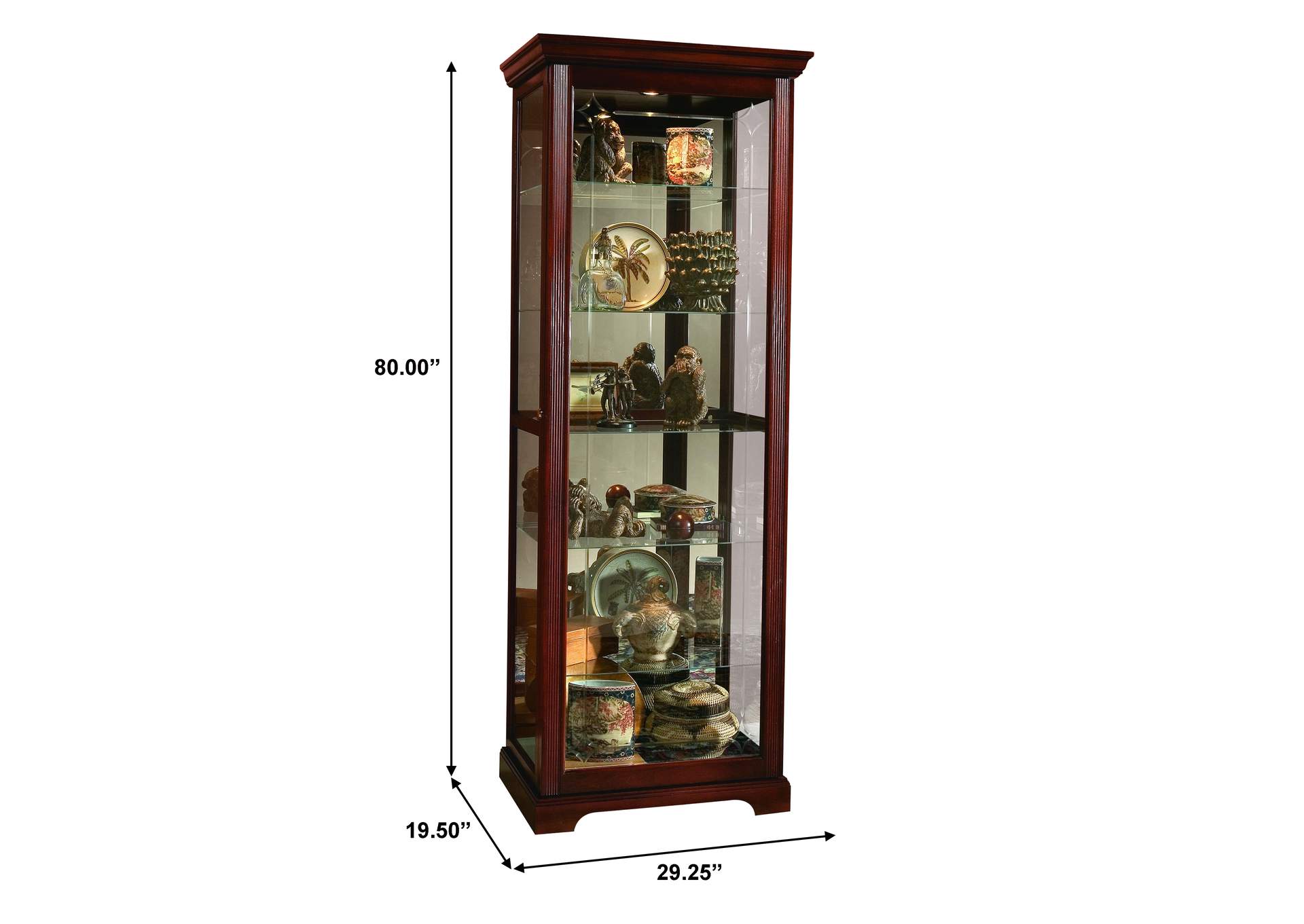 Sliding Door 5 Shelf Curio Cabinet in Victorian Brown image 8