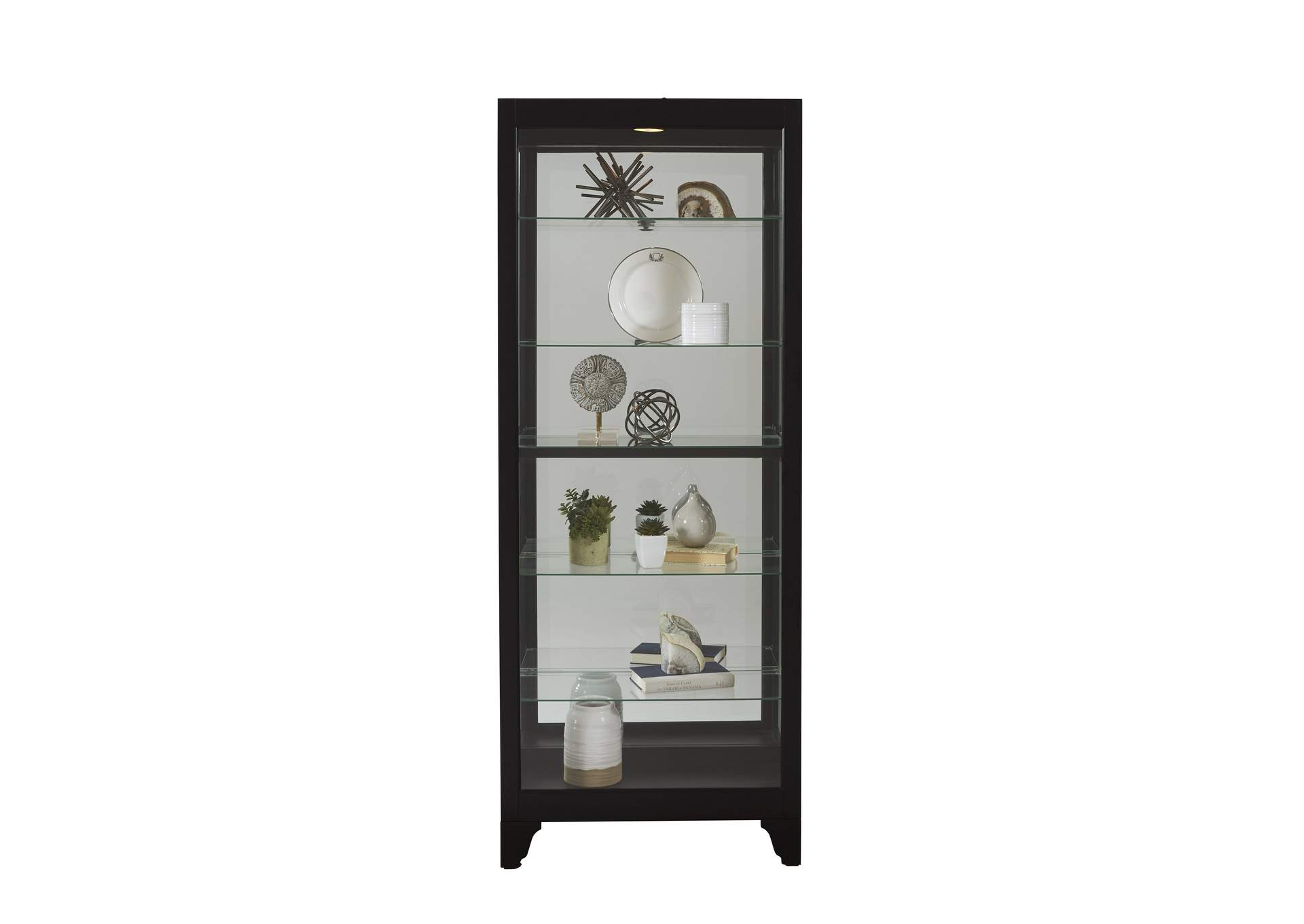 Lighted Gallery Style 5 Shelf Curio Cabinet in Onyx Black image 1