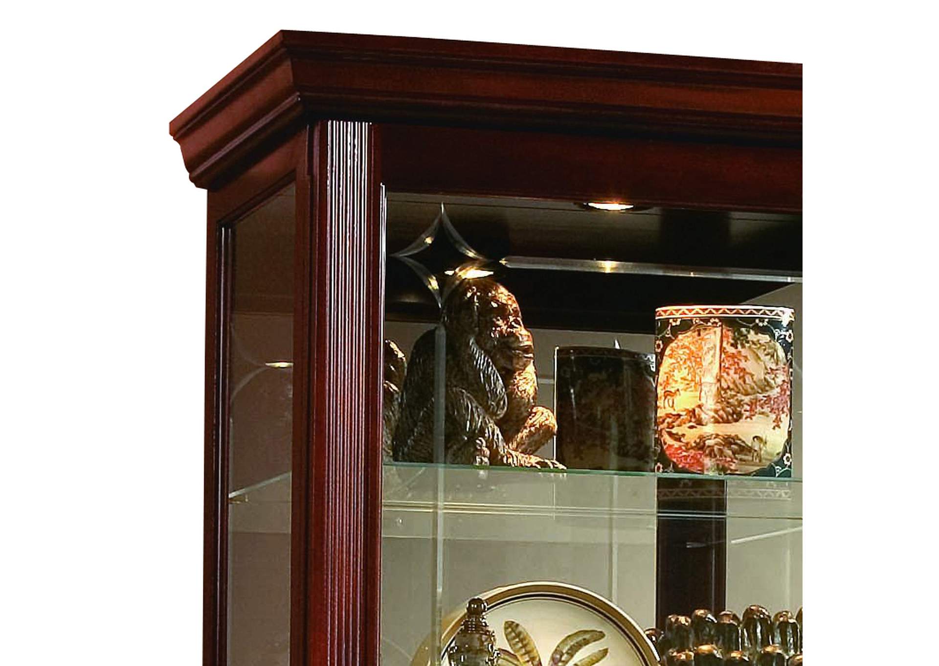 Sliding Door 5 Shelf Curio Cabinet in Victorian Brown image 4