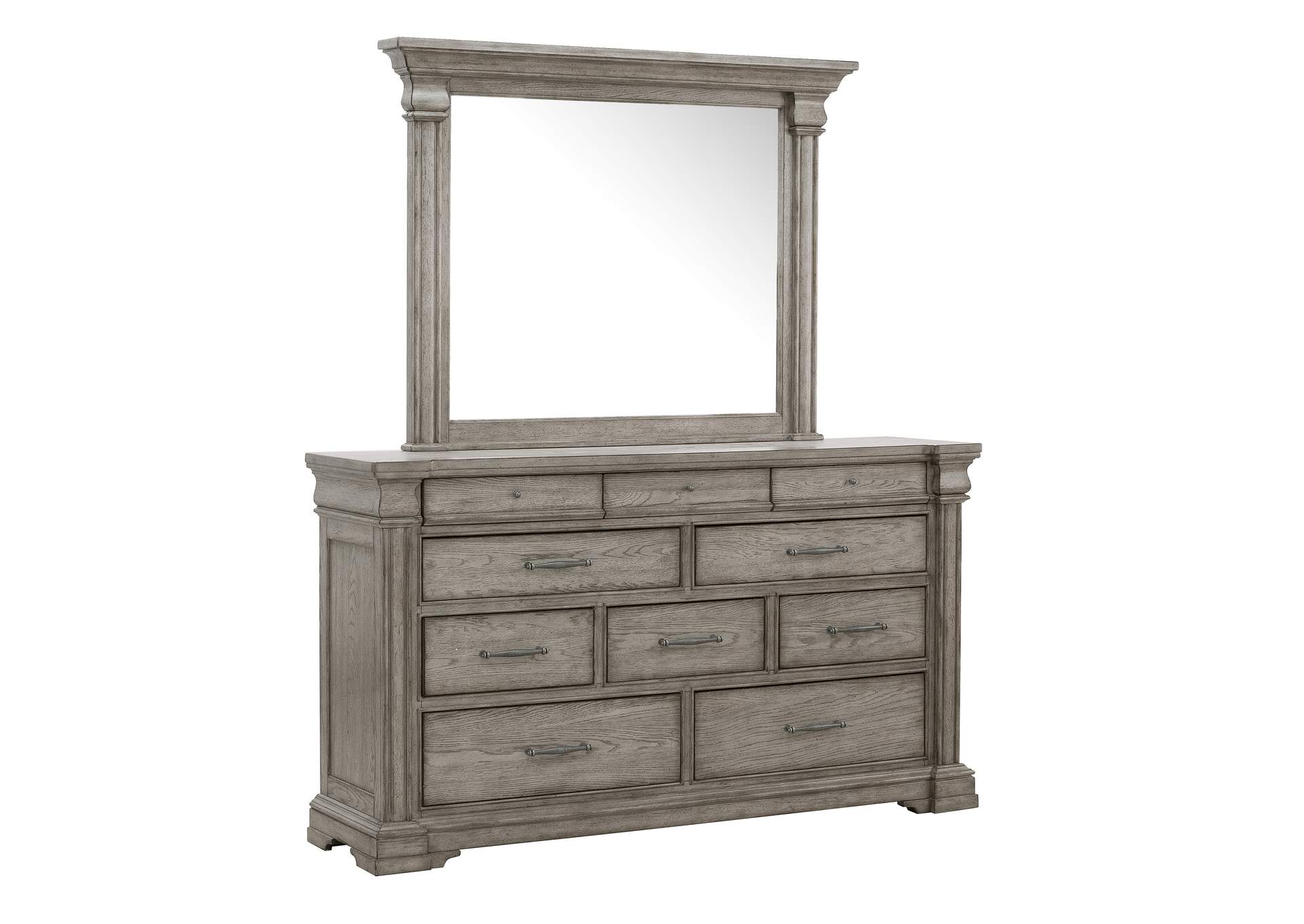 Madison Ridge 10 Drawer Dresser and Framed Mirror in Heritage Taupe image 3