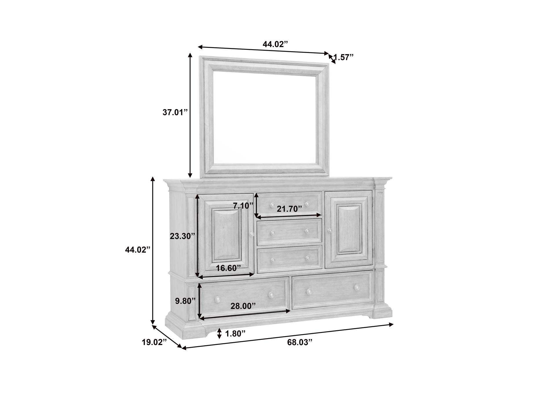 Woodbury 5 - Drawer, 2 Cabinet Dresser & Mirror Set in Cowboy Boots Brown image 10