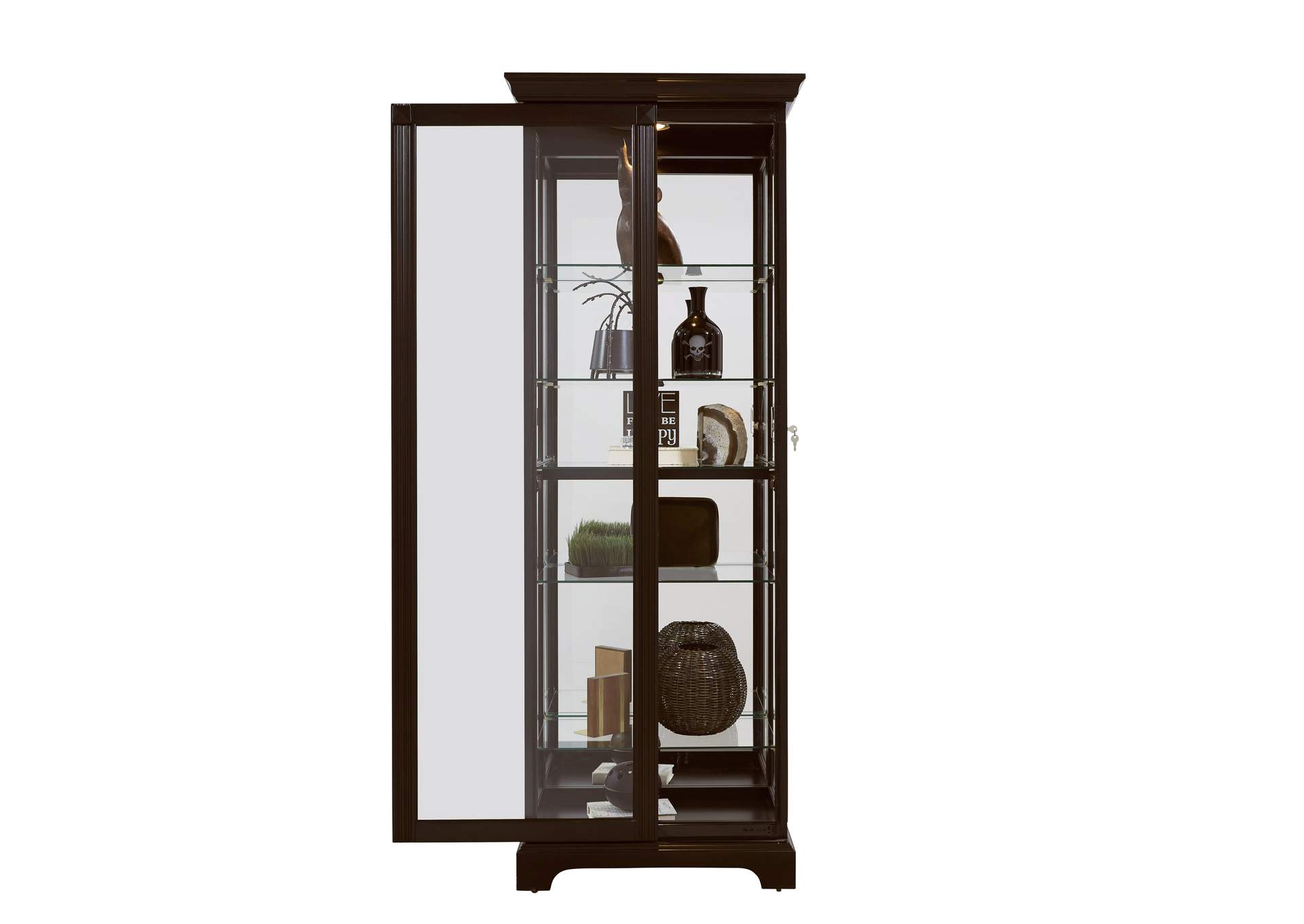 Locking Slide Door 5 Shelf Curio Cabinet in Deep Cherry Brown image 5