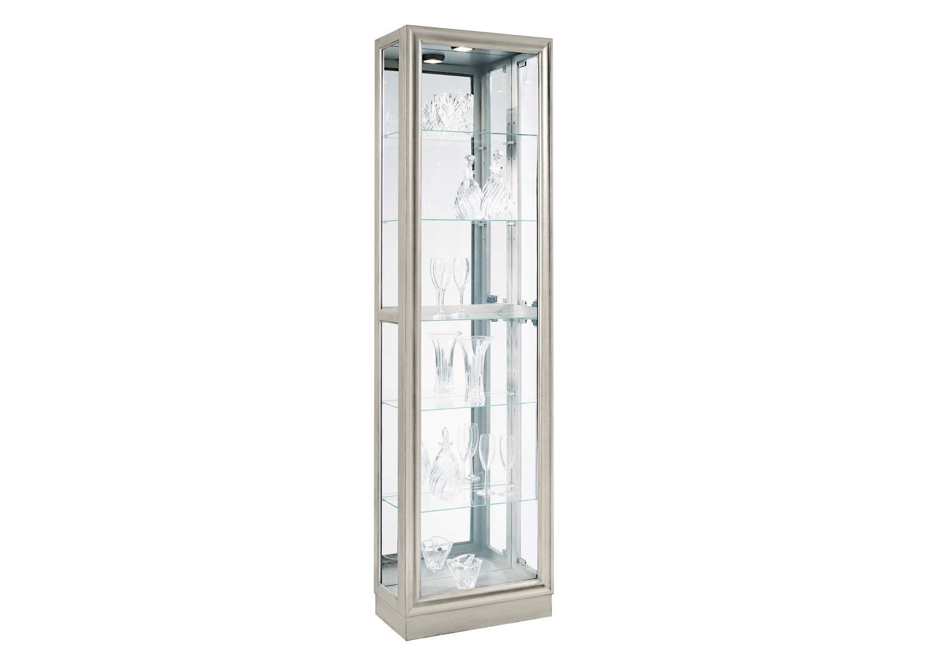 Side Entry 5 Shelf Curio Cabinet in Platinum Silver image 1