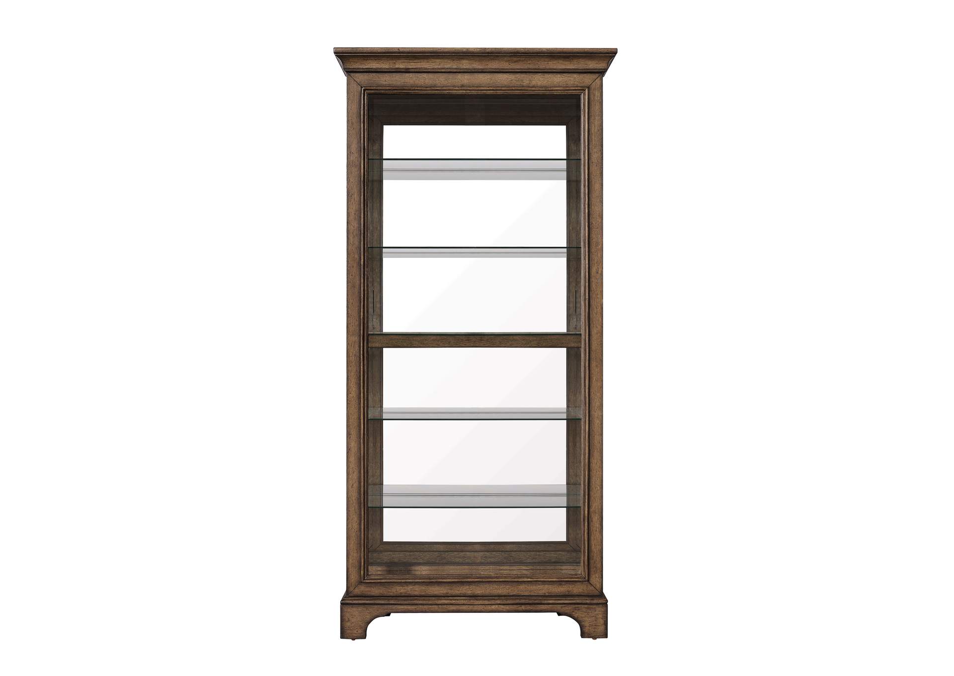 Traditional Sliding Door Curio With Glass Shelves and Led Light image 1