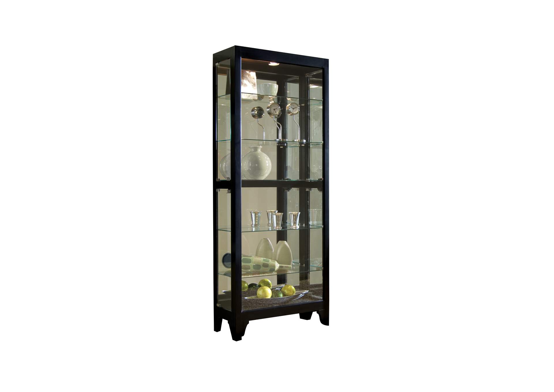 Lighted Gallery Style 5 Shelf Curio Cabinet in Onyx Black image 3