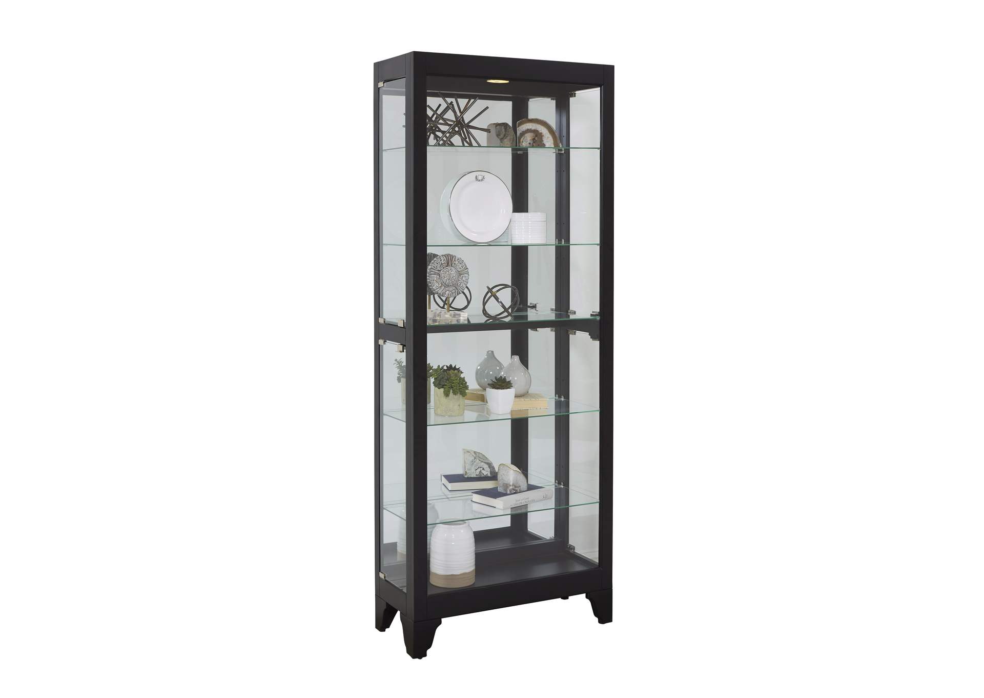 Lighted Gallery Style 5 Shelf Curio Cabinet in Onyx Black image 5