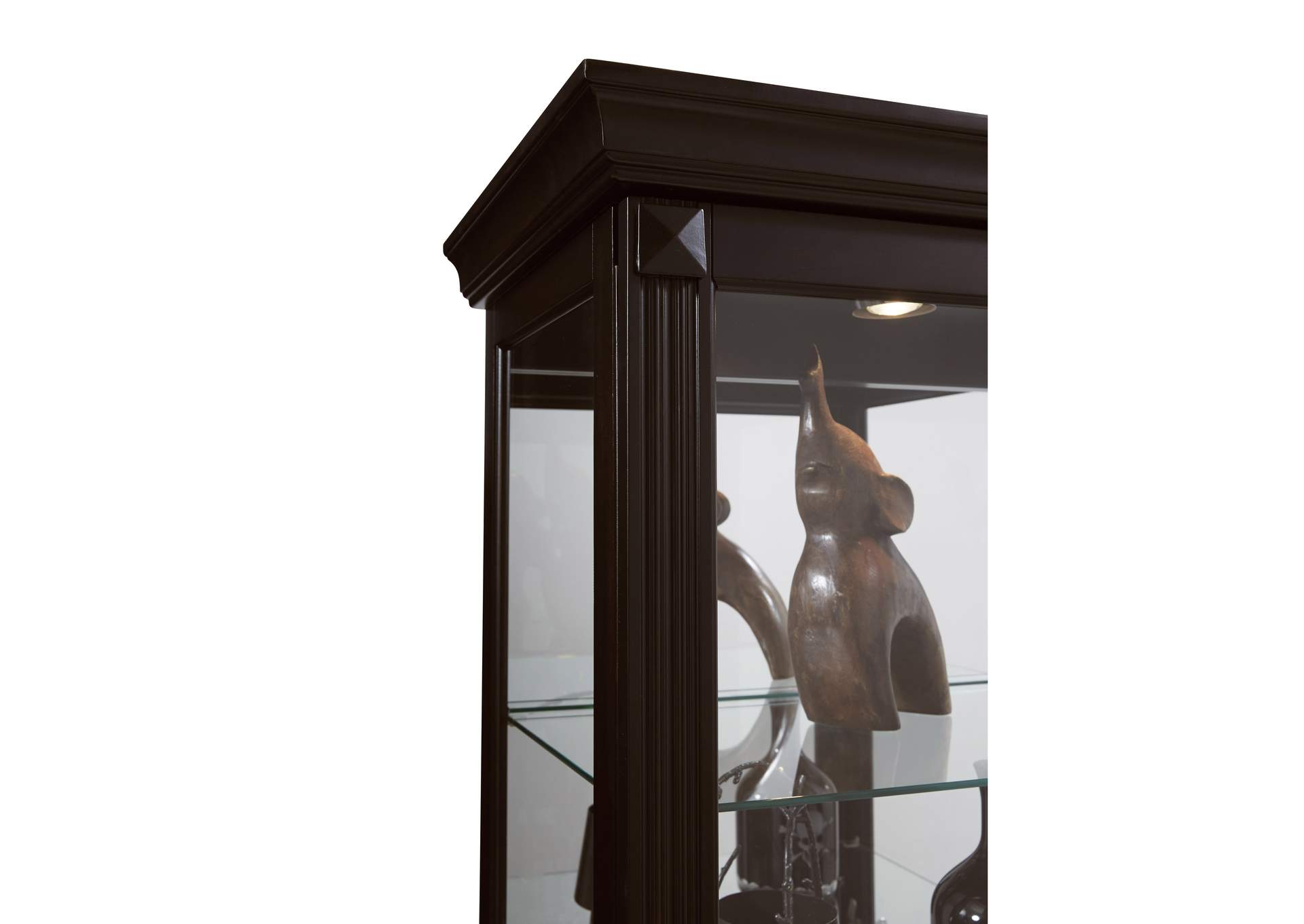 Locking Slide Door 5 Shelf Curio Cabinet in Deep Cherry Brown image 8