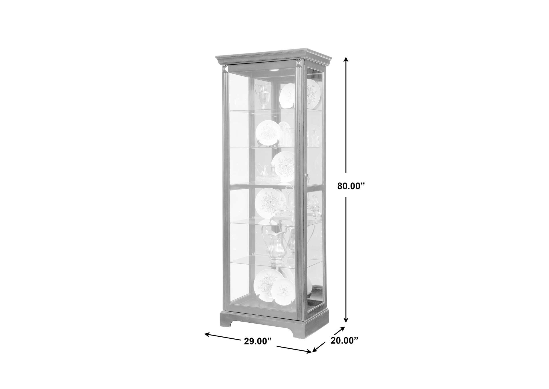 Locking Slide Door 5 Shelf Curio Cabinet in Deep Cherry Brown image 10