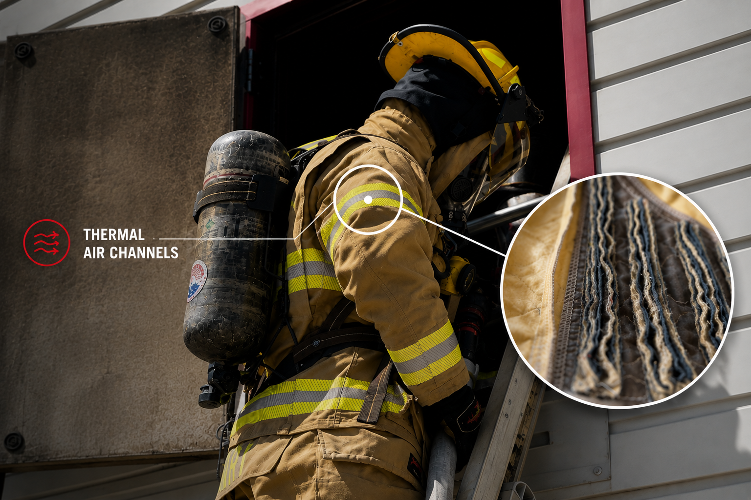 Thermal Air Channels on Ricochet Maximum Mobility turnout gear