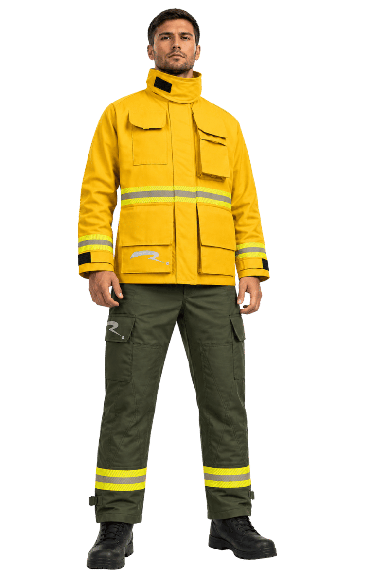 Ricochet yellow and green wildland firefighting jacket and pants