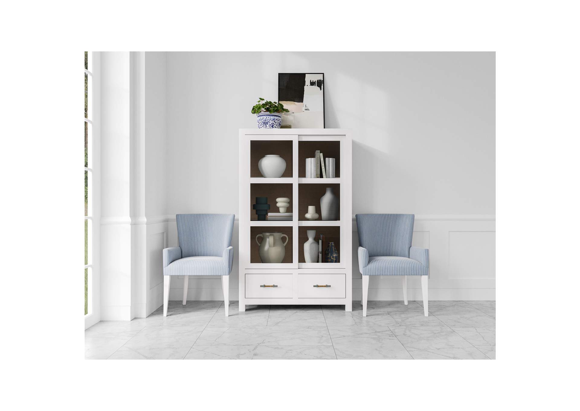 Rosalie Upholstery Host Chair - Blue 2