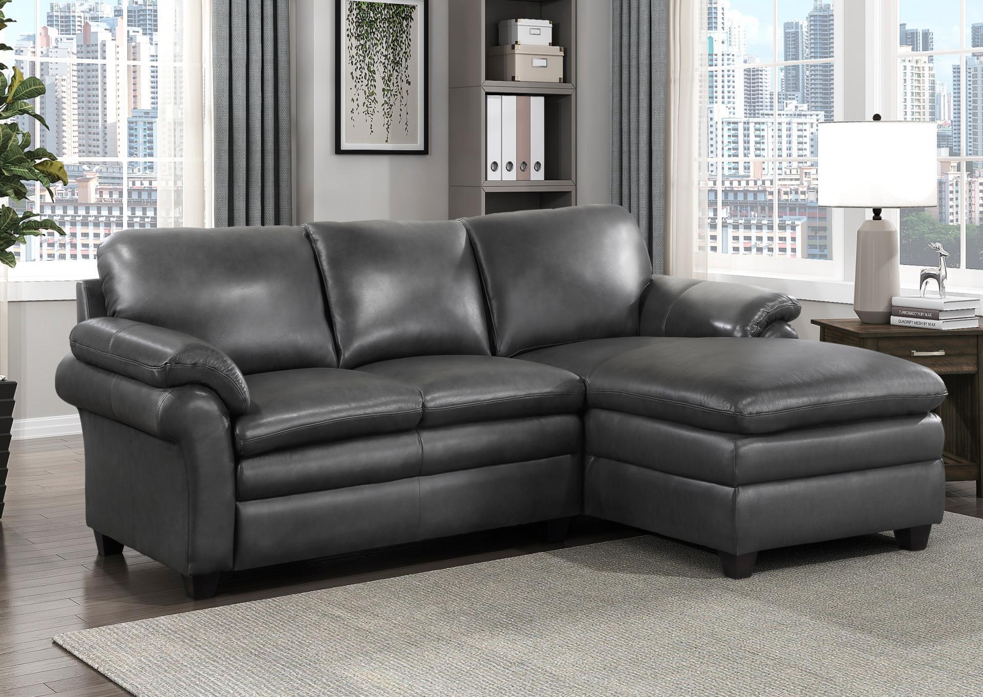 Exton 2-Piece Leather Sectional with Right Chaise