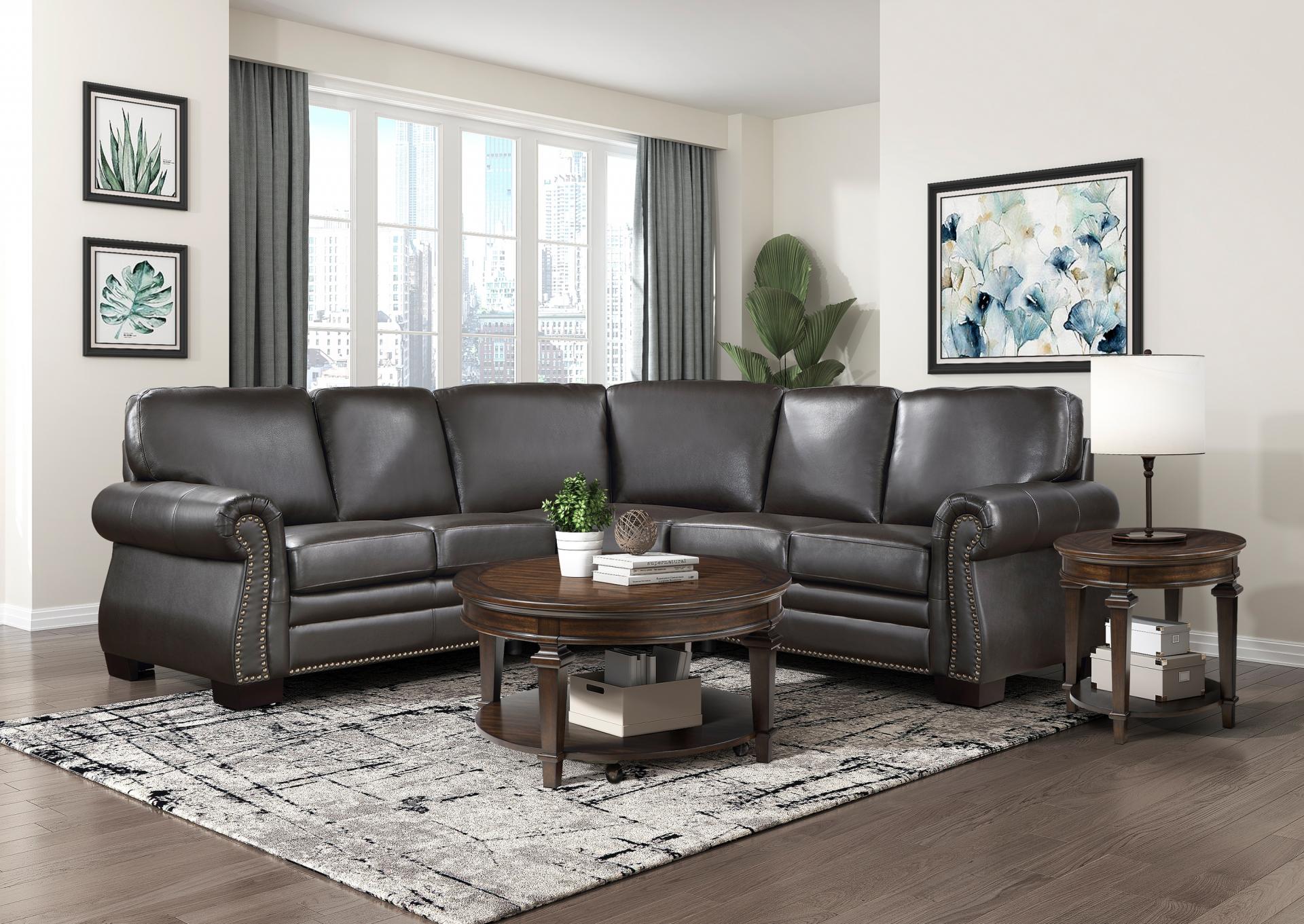 Wareham Top Grain Genuine Leather Sectional