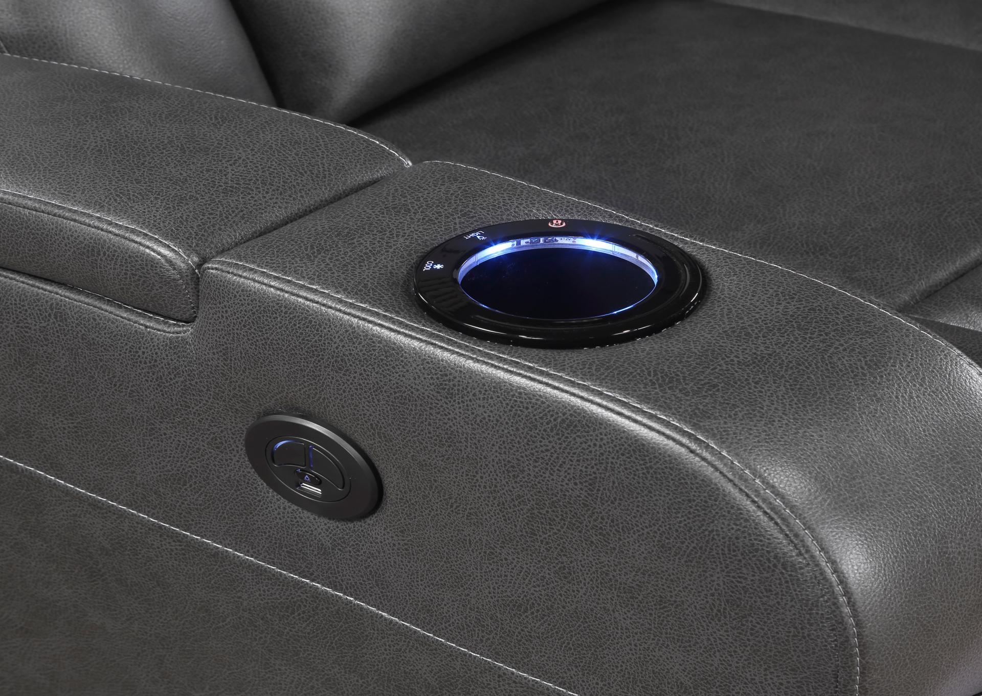 Power Recliner w/ Speakers,  Wireless Charger, Cooling Cupholder, LED Lighting USB & Storage Arms image 4