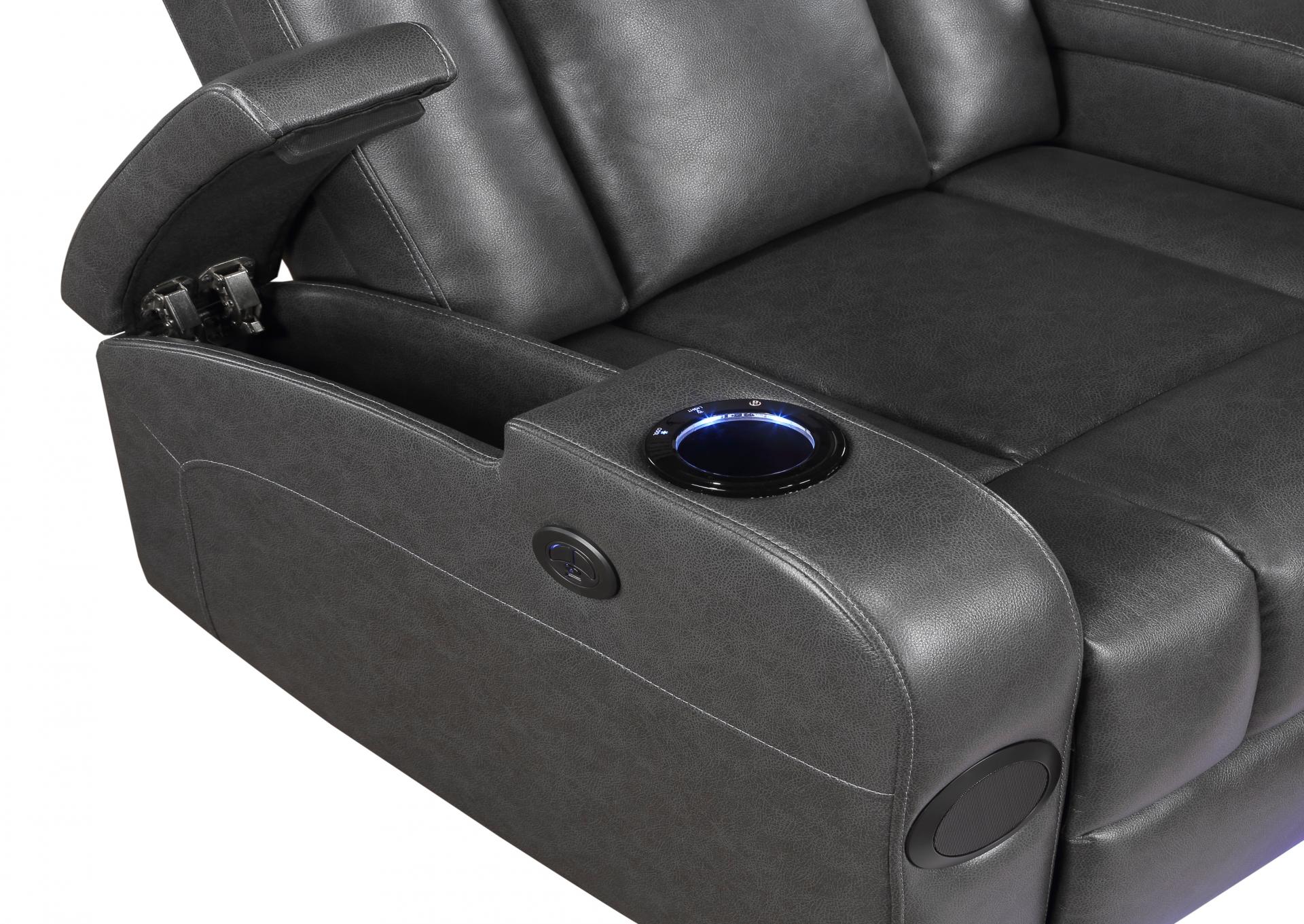 Power Recliner w/ Speakers,  Wireless Charger, Cooling Cupholder, LED Lighting USB & Storage Arms image 5