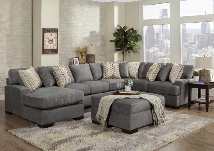 Derby Large "U" Sectional Left Chaise in Gull image 1