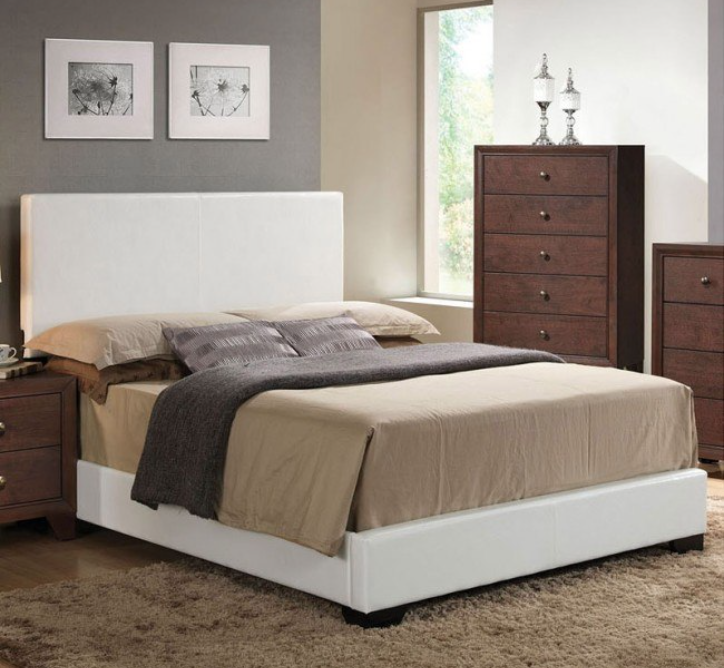 Ireland Queen Faux Leather White Bed image 1