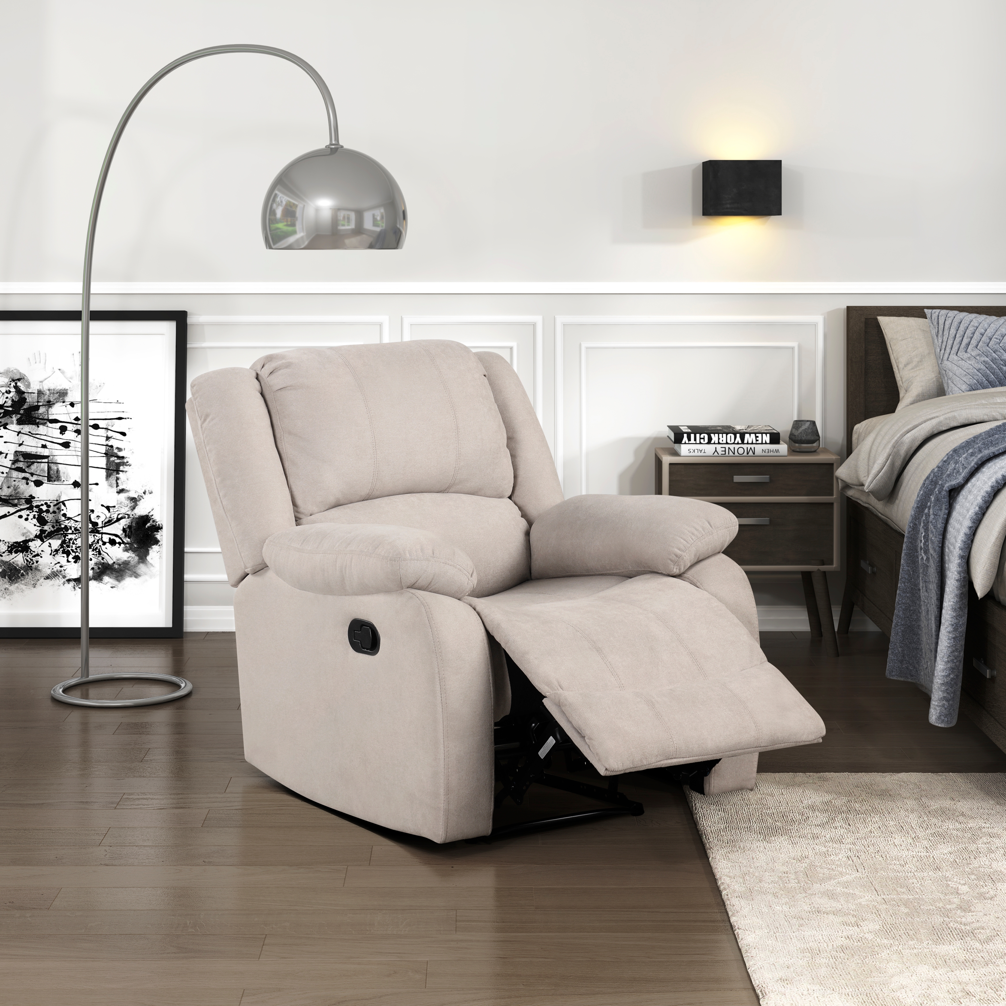 Fairview Oatmeal Microfiber Recliner