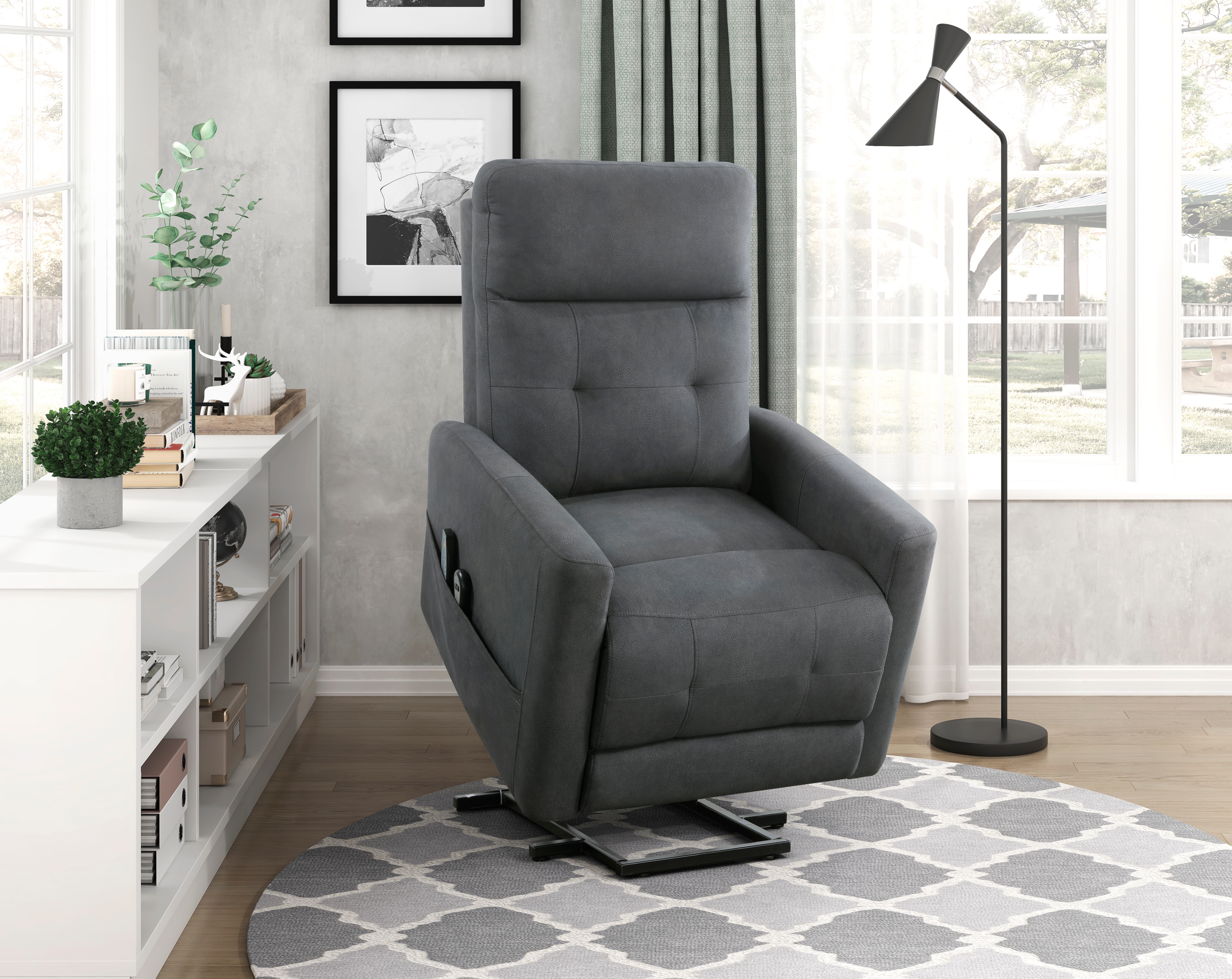 Wichita Lift Chair w/Heat & Massage Dark Gray image 1
