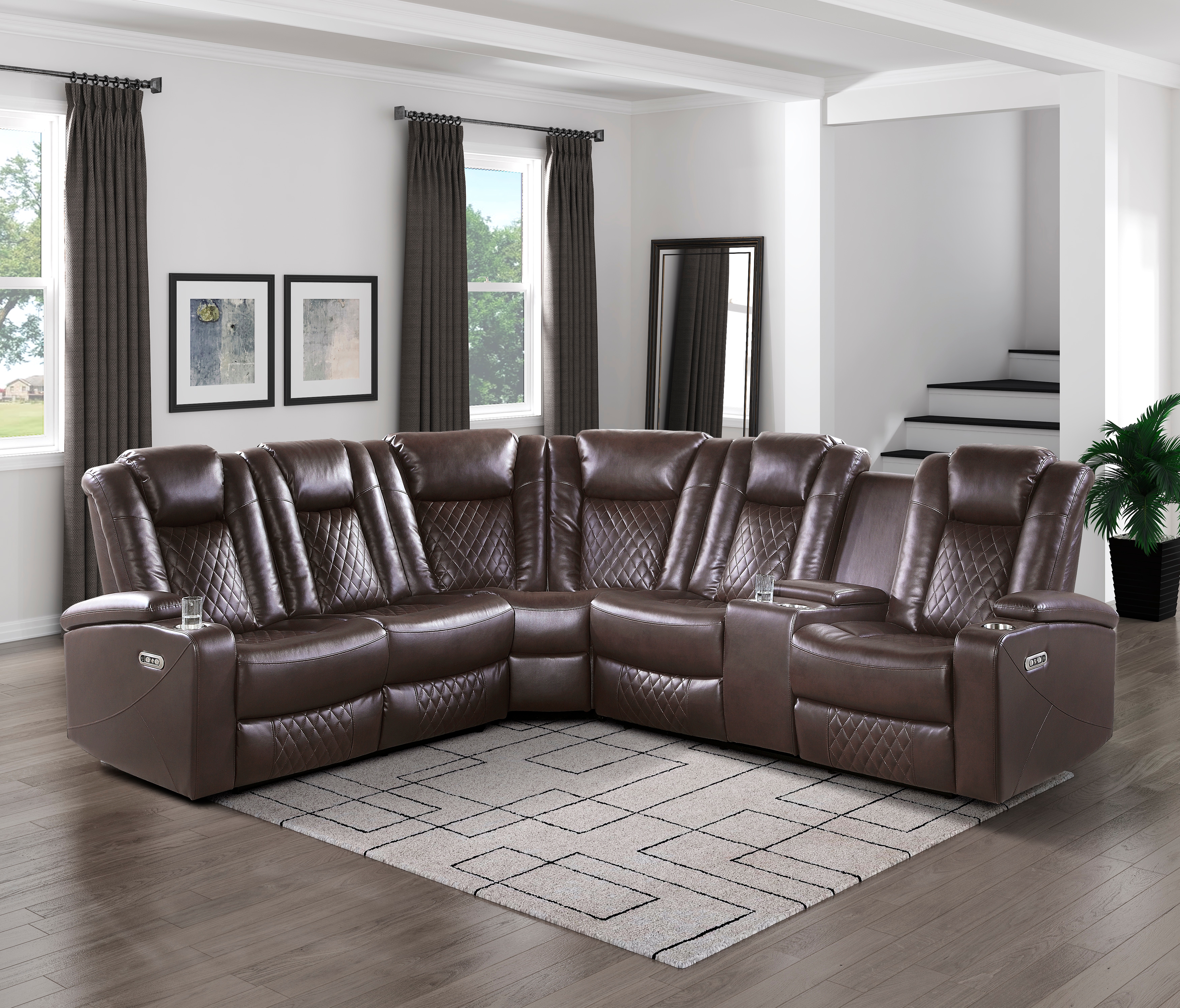 Caelan Reclining Sectional W/Power Headrest & Dropdown Console image 1