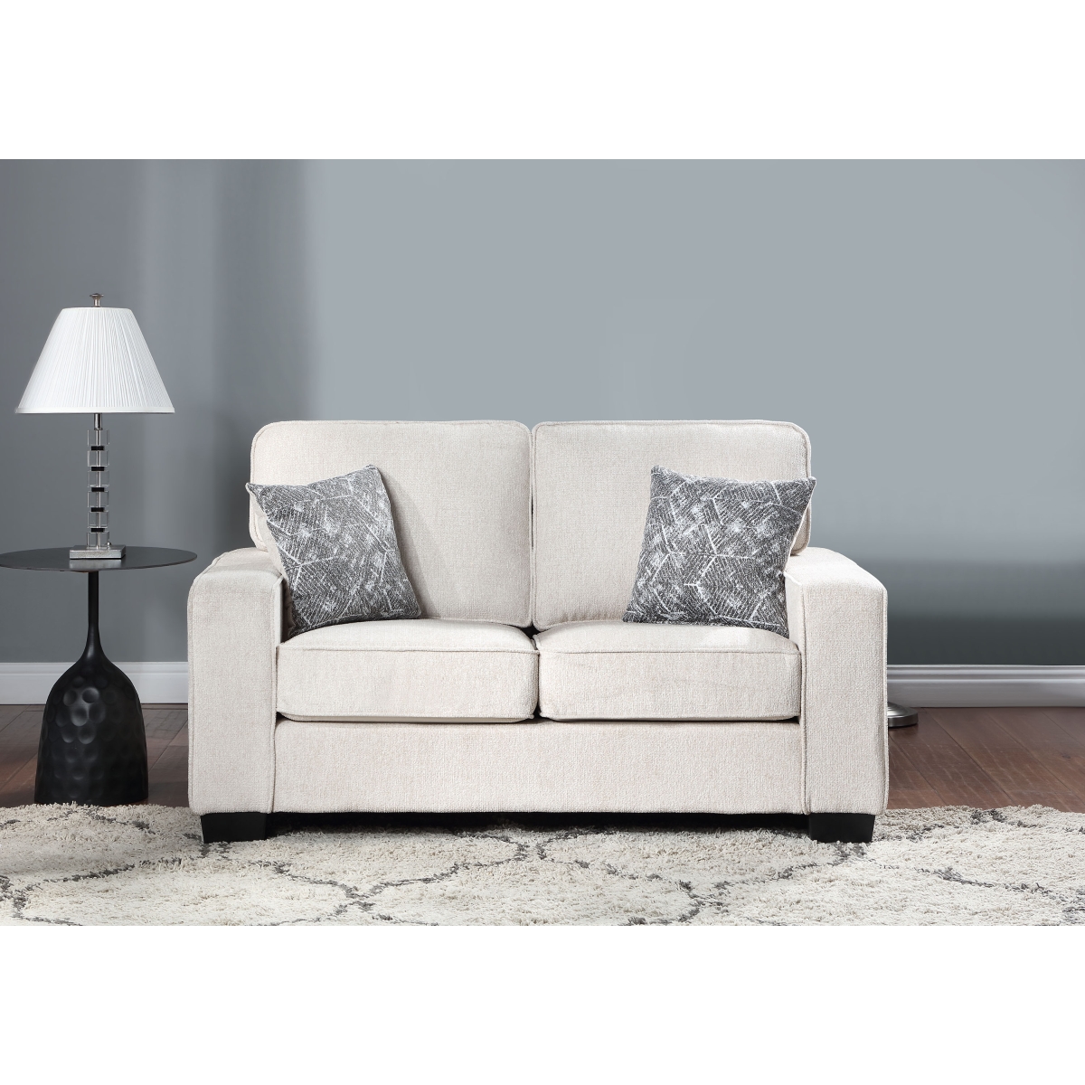 Hendrix Beige Square Arm Loveseat