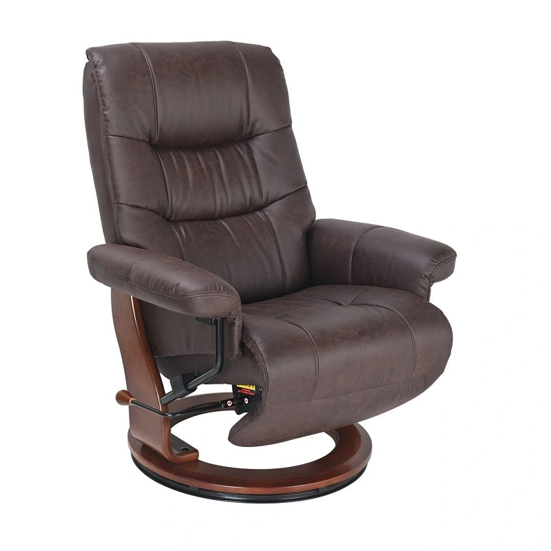 Valencia Modern Recliner with Flip up Footrest and Adj HR in Dark Brown Fabric
