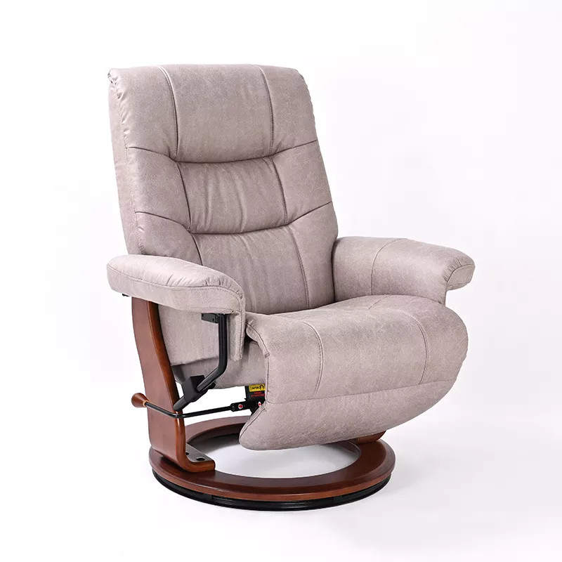 Valencia Modern Recliner with Flip up Footrest and Adj HR in Light Grey Fabric image 1