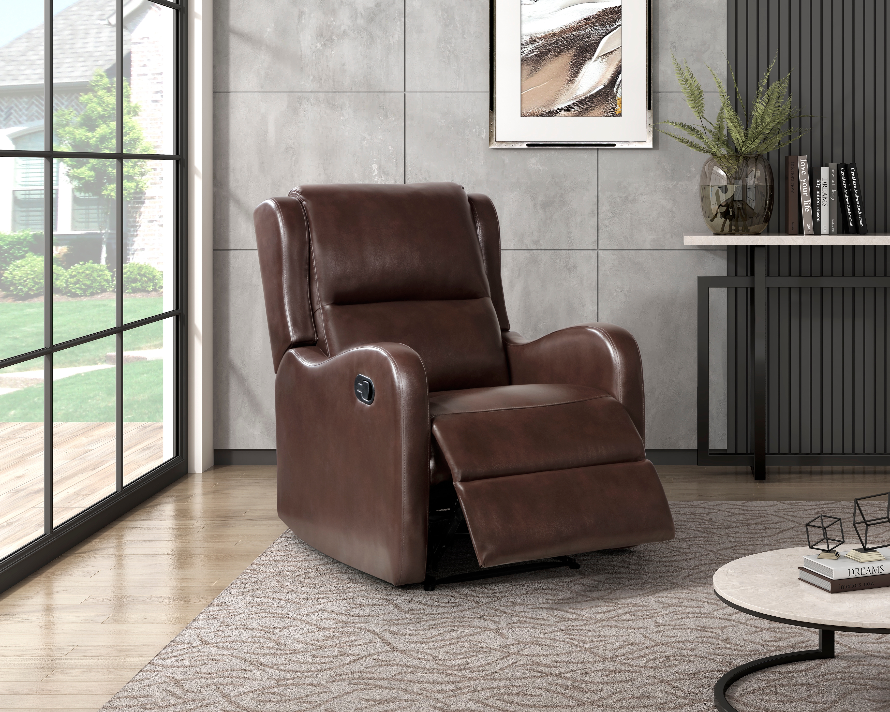 Durant Recliner in Brown Faux Leather image 1