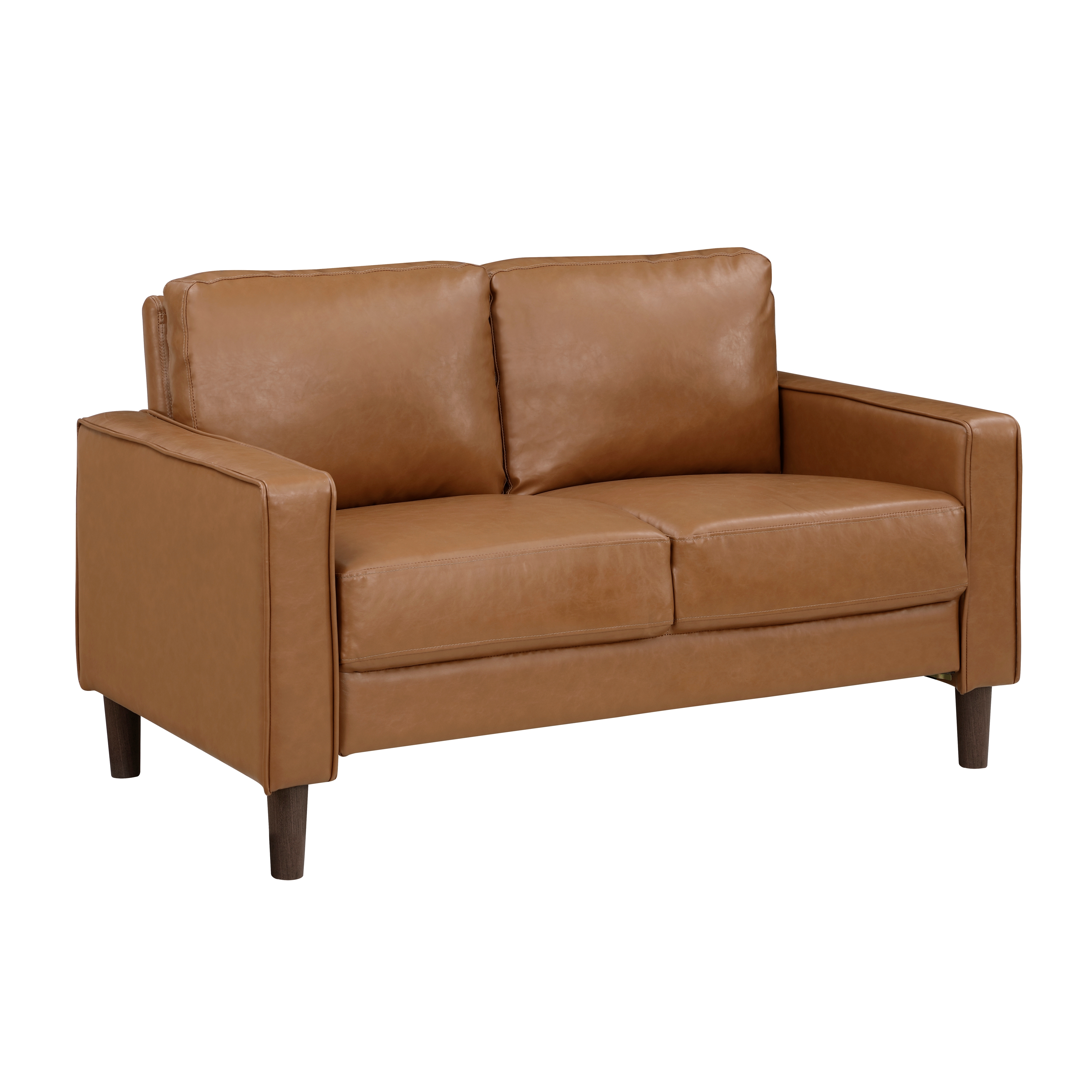 Malcolm Loveseat Faux Leather Saddle Brown image 1