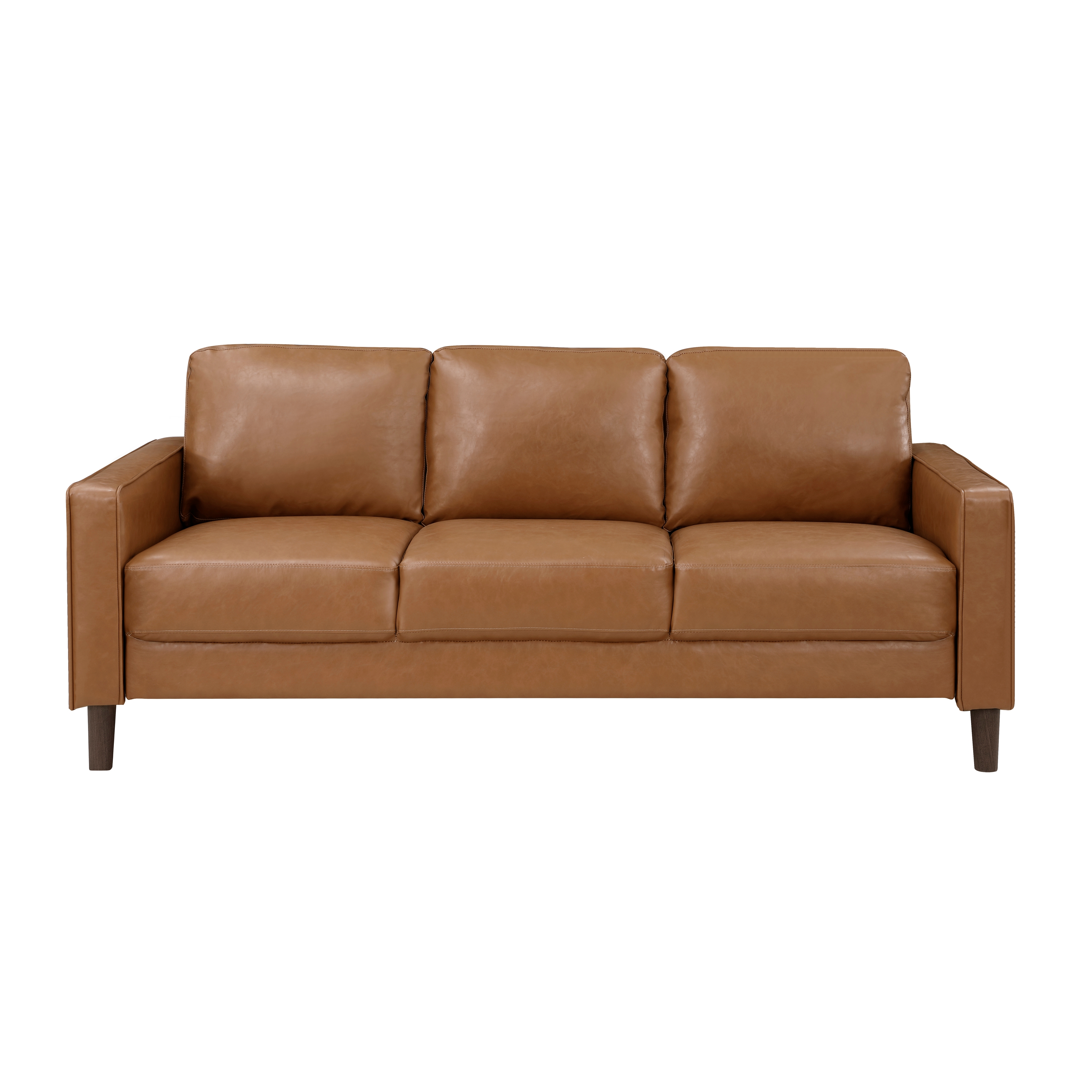 Malcolm Sofa Faux Leather Saddle Brown image 1