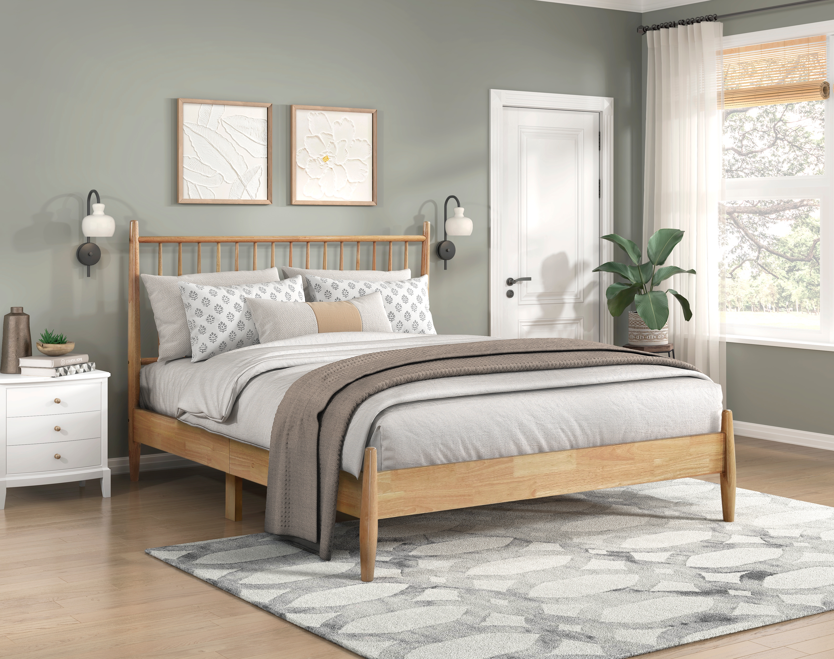 Brickell Queen Natural Platform Bed image 1