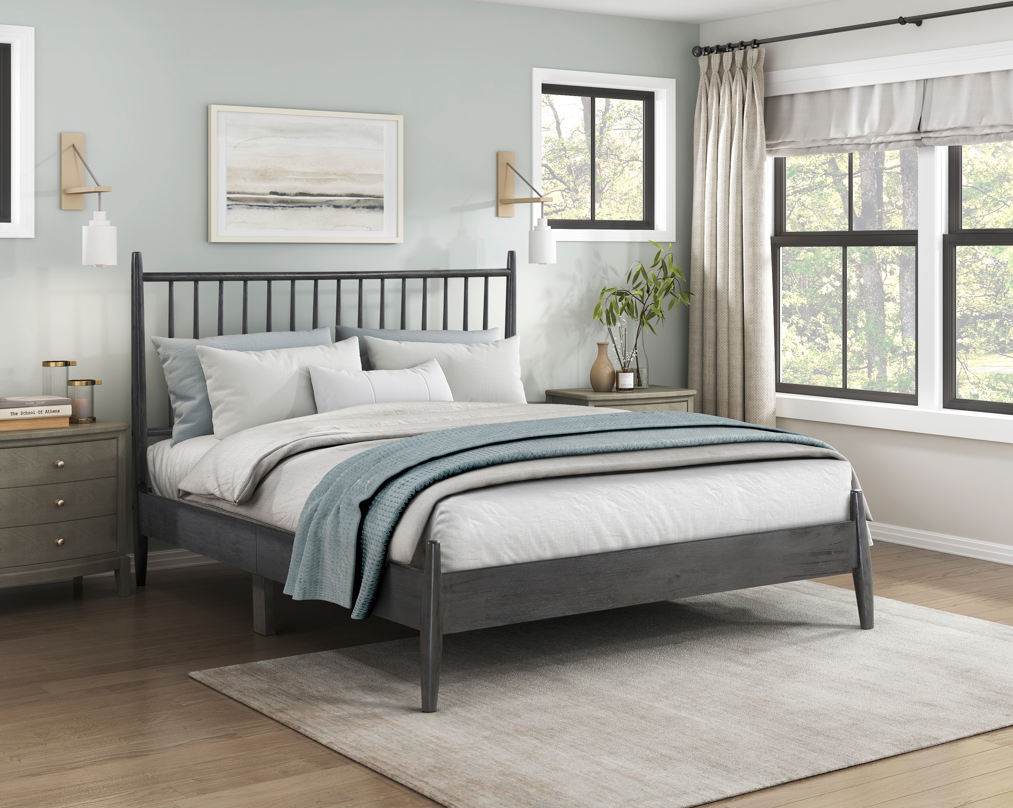Brickell Queen Gray Platform Bed