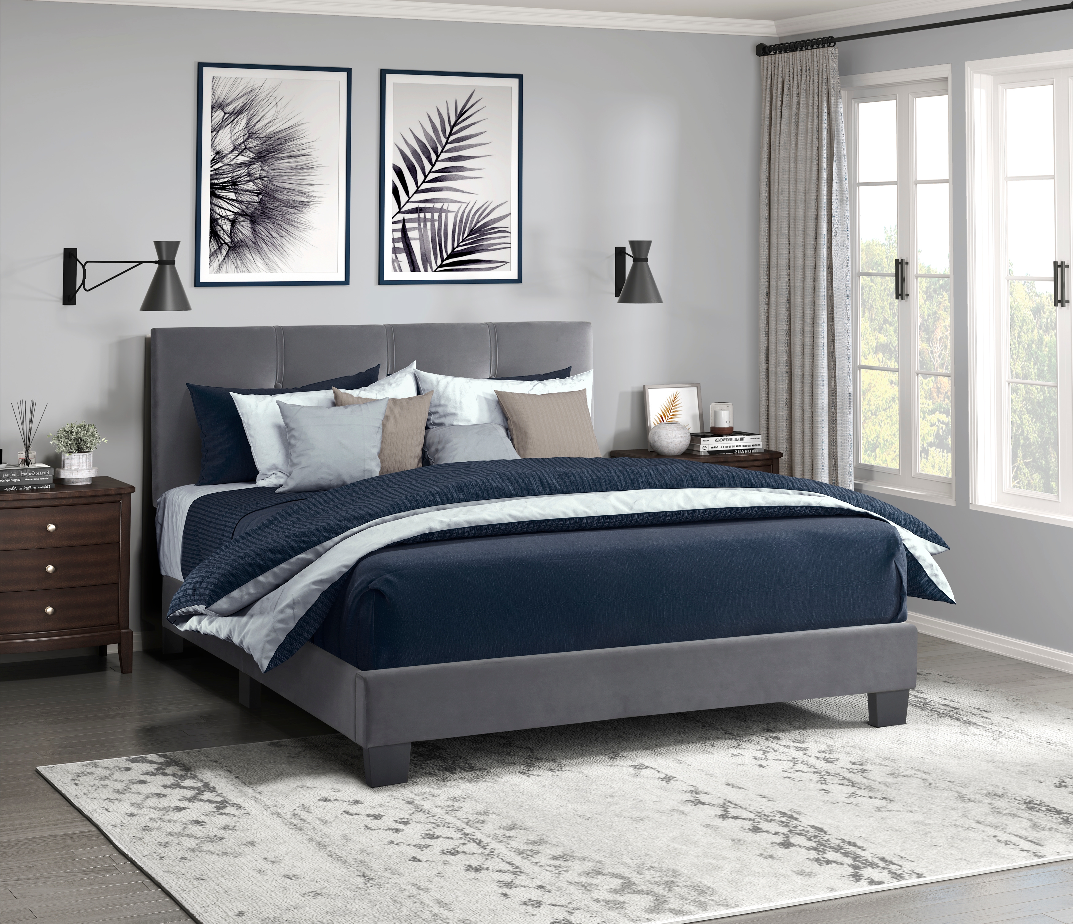 Newberry Gray Queen Platform Bedframe