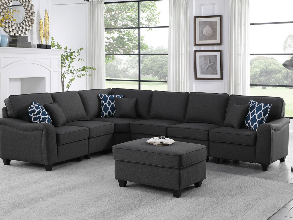 Leo Dark Gray Sectional WIth Ottoman image 1