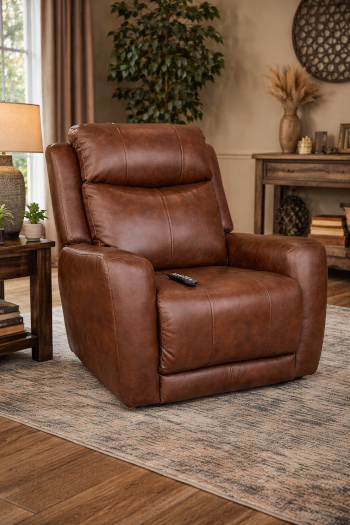 View Point Power Rocker Recliner in Hazelnut Leather image 1