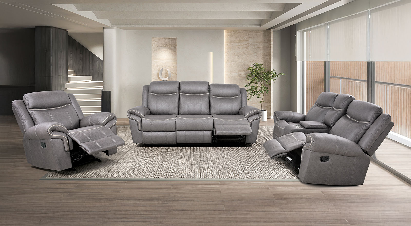 Agata Warm Gray Glider Loveseat