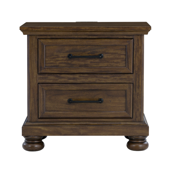 Larksmont Brown Nightstand With USB image 1