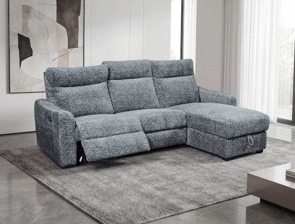 Reggie Gray Power Headrest Sofa With Chaise image 1