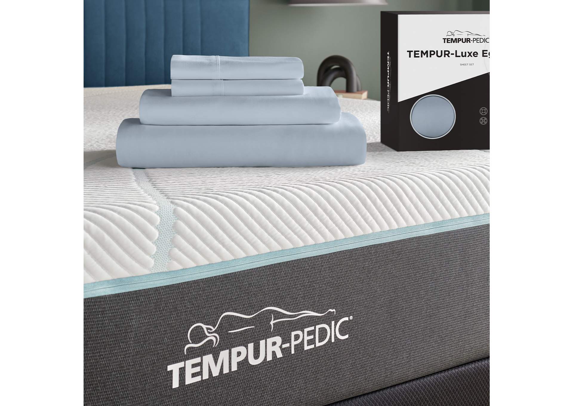 TEMPUR Luxe Egyptian Cotton Sheet Set Sleepy Blue image 1