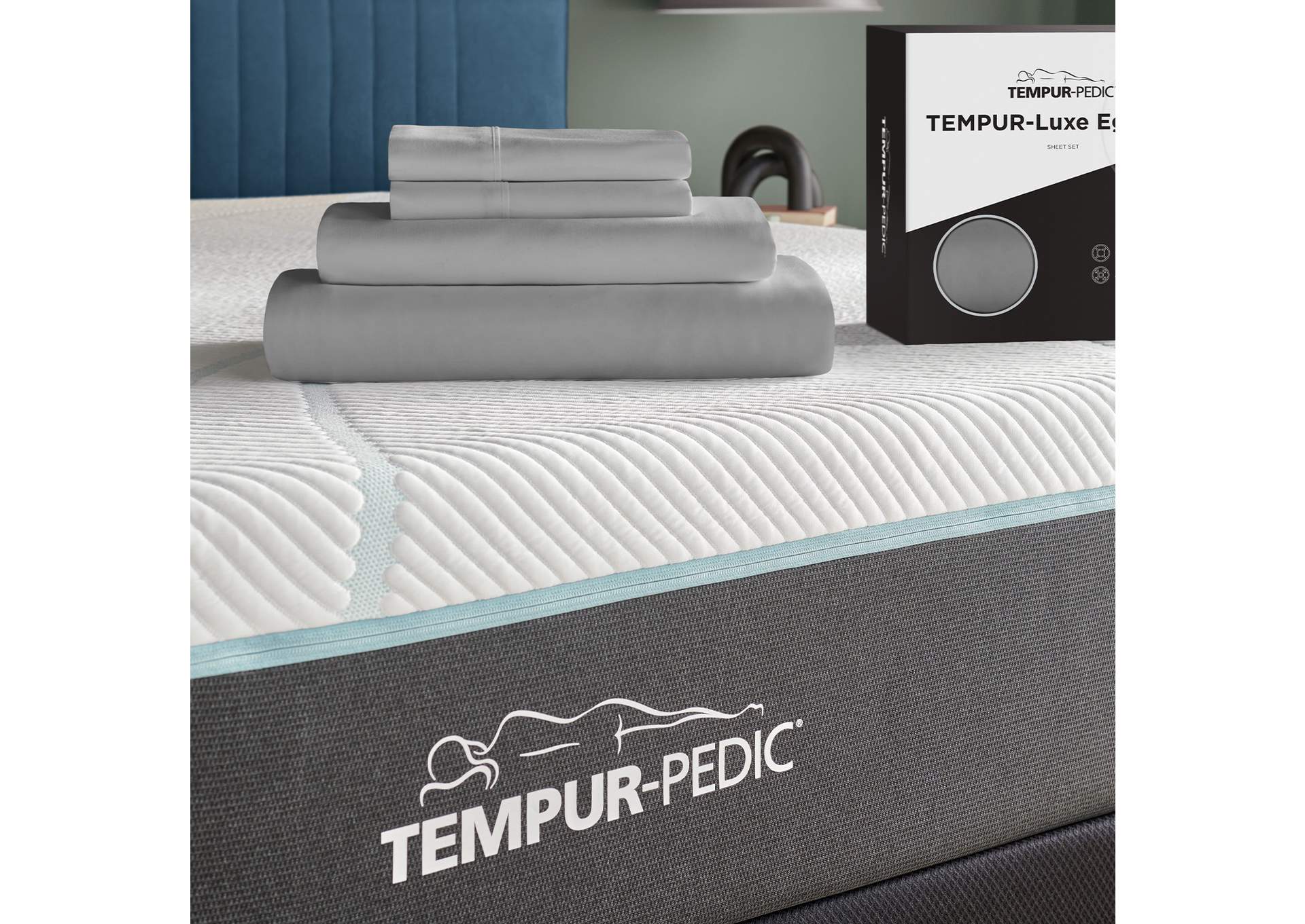 TEMPUR Luxe Egyptian Cotton Sheet Set Silver Mist image 1