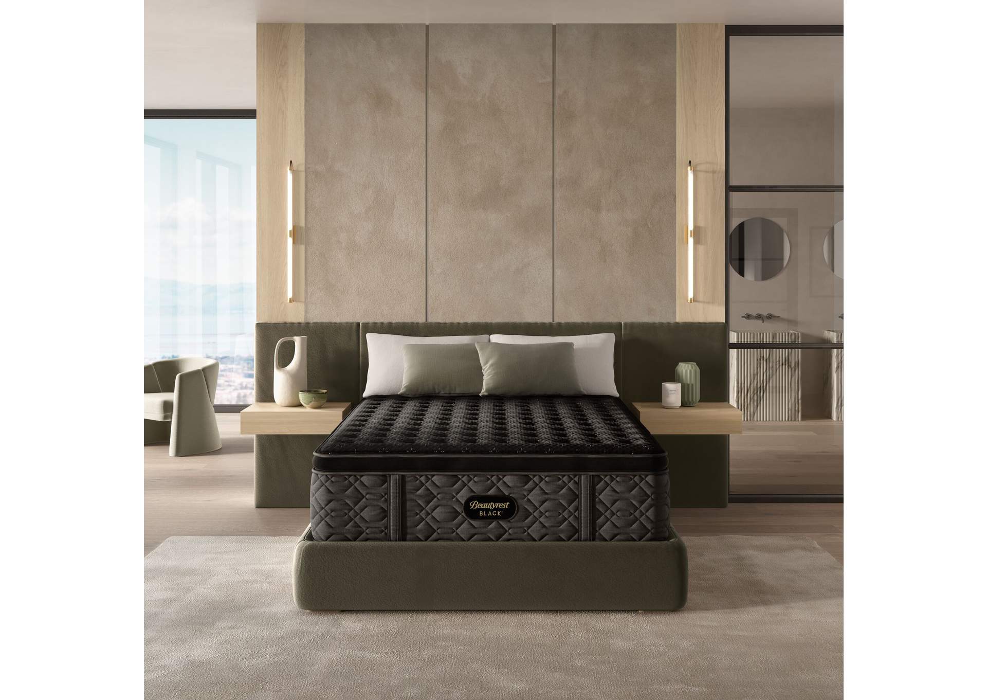 Beautyrest Black® Series Three 16. 5 Inch Firm Pillow Top Mattress Low Profile Set - King image 1