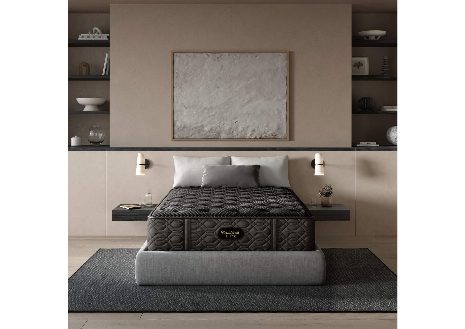 Beautyrest Black Series One 14.25" Medium Mattress Low Profile Set -  California King Split image 1