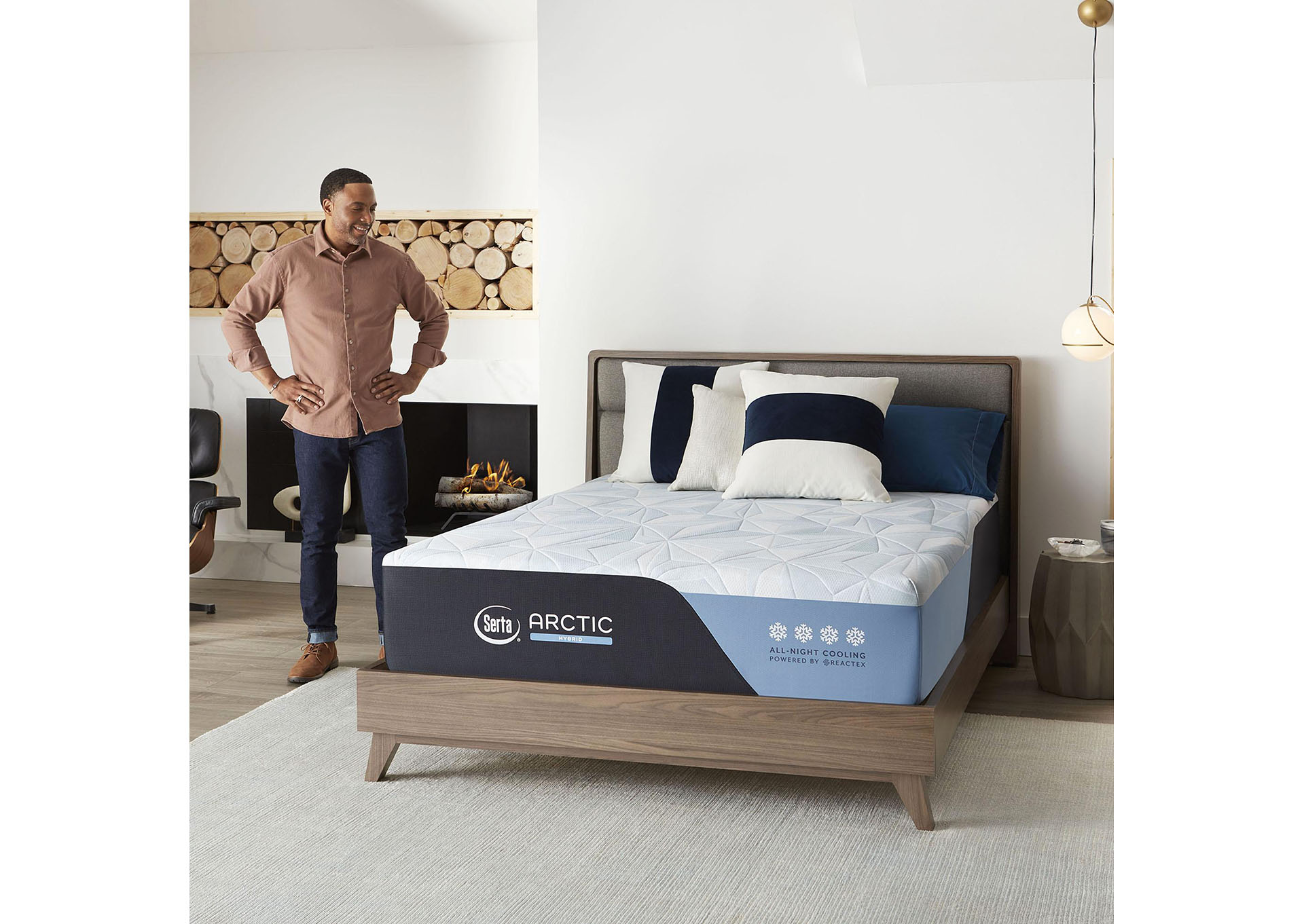 Serta Arctic 13. 5 Inch Plush Memory Foam Cooling Mattress Low Profile Set - Cal King