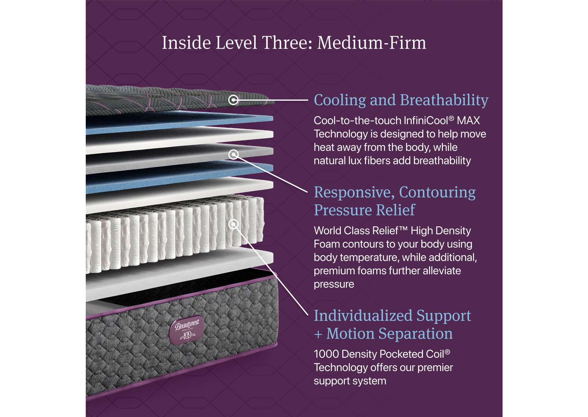 Beautyrest World Class Level Three Medium Firm Mattress - King image 6