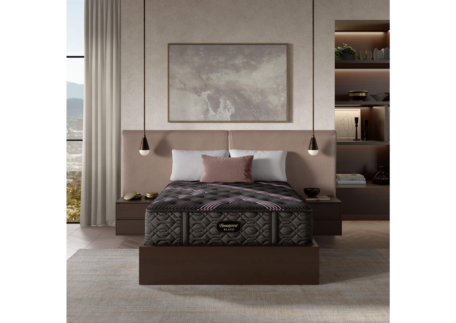 Beautyrest Black Series Two 15. 5 Inch Medium Mattress Low Profile Set - Queen image 1