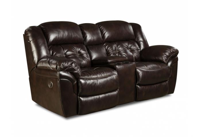Top Grain Leather Reclining Console Loveseat image 1