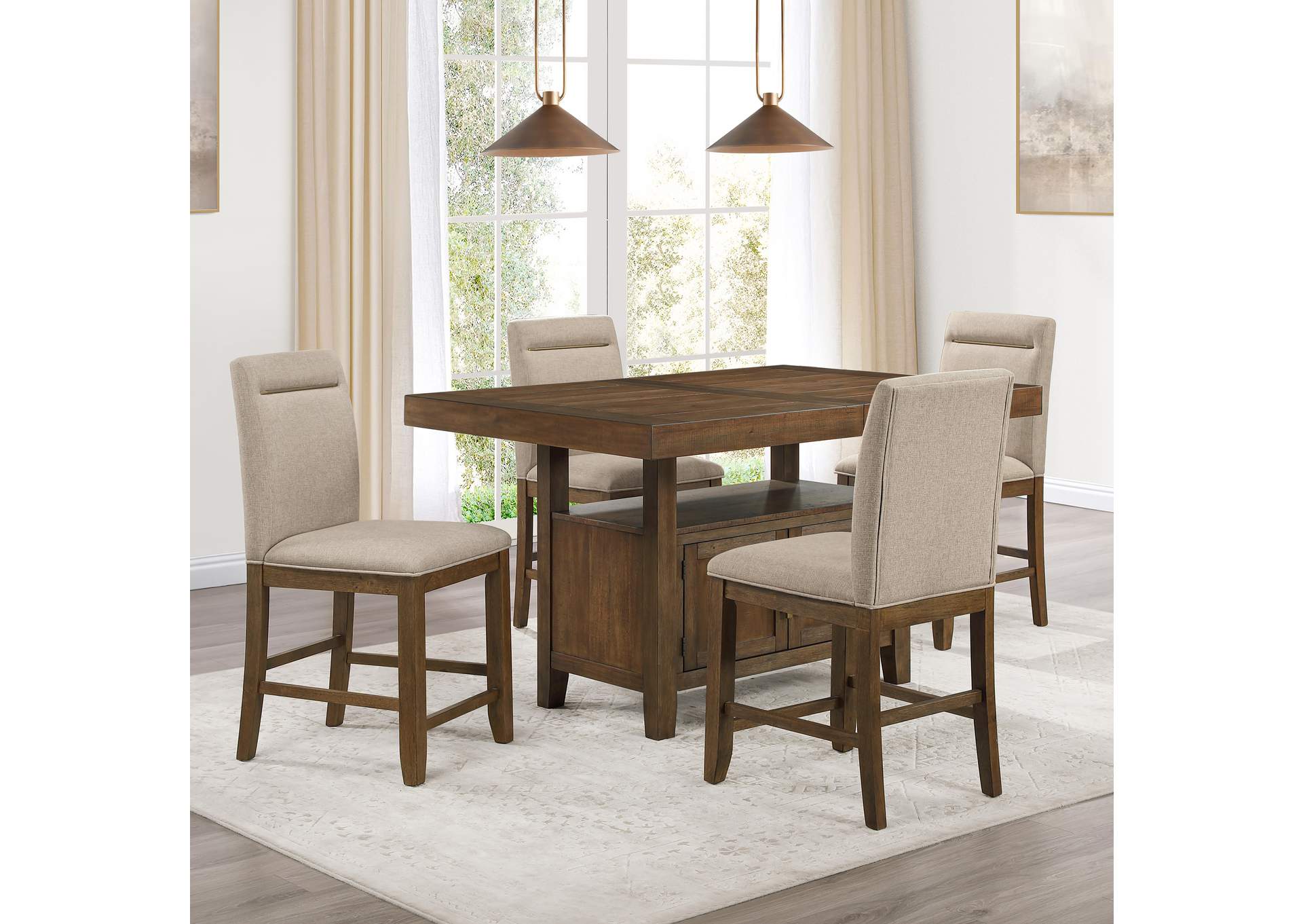 Garland Brown 5-Piece Counter Height Dining Set image 1